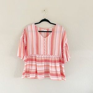 🌿Final Sale 
Emberley Striped Pom Pom‎ Detail Top